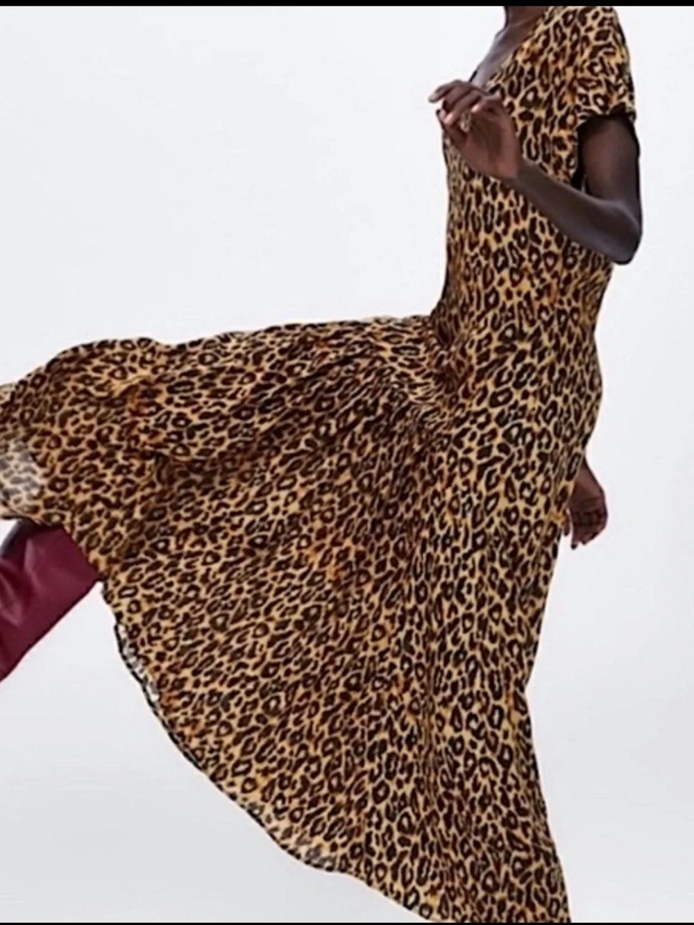 ZARA Wild Muse Leopard Print Tiered Maxi Dress Size S NWT - Picture 3 of 12